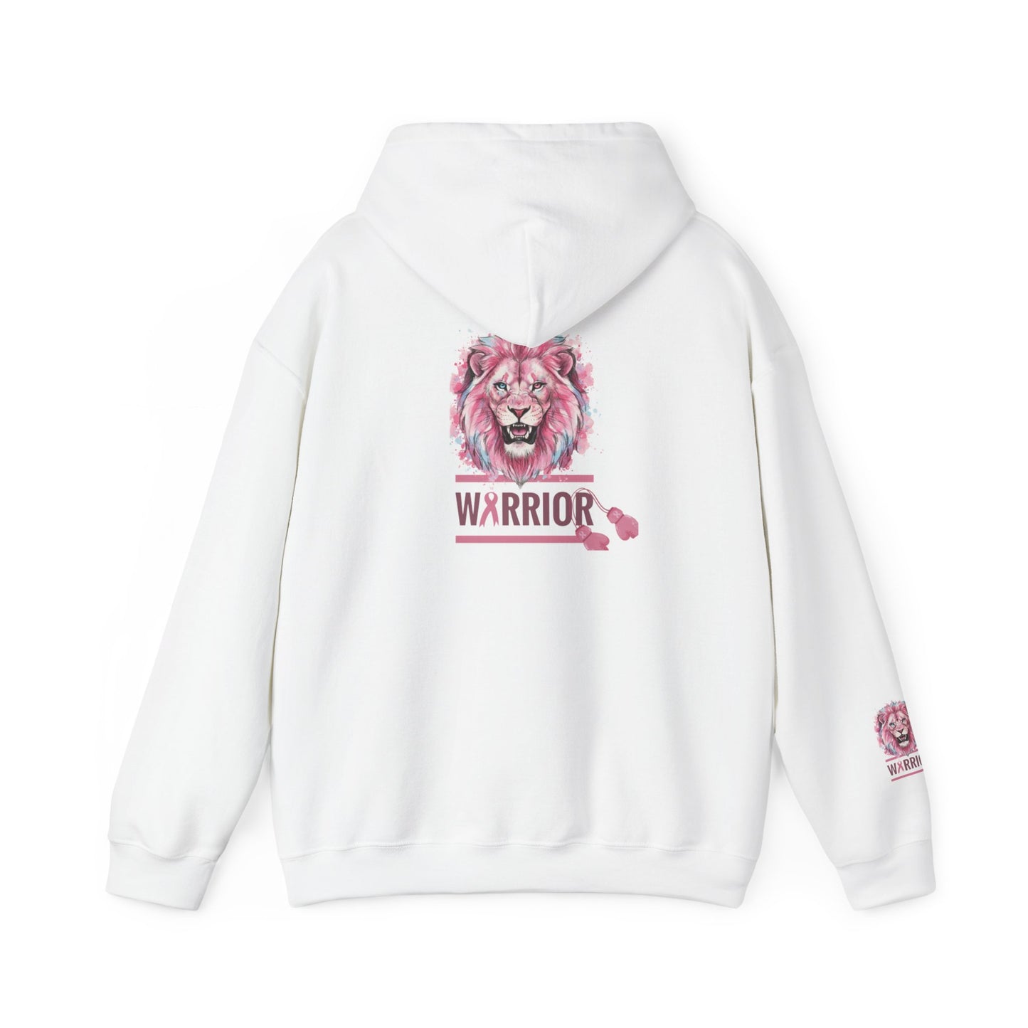 Breast Cancer Warrior Hoodie — Pink Lion Support Hoodie with 'Warrior' Design