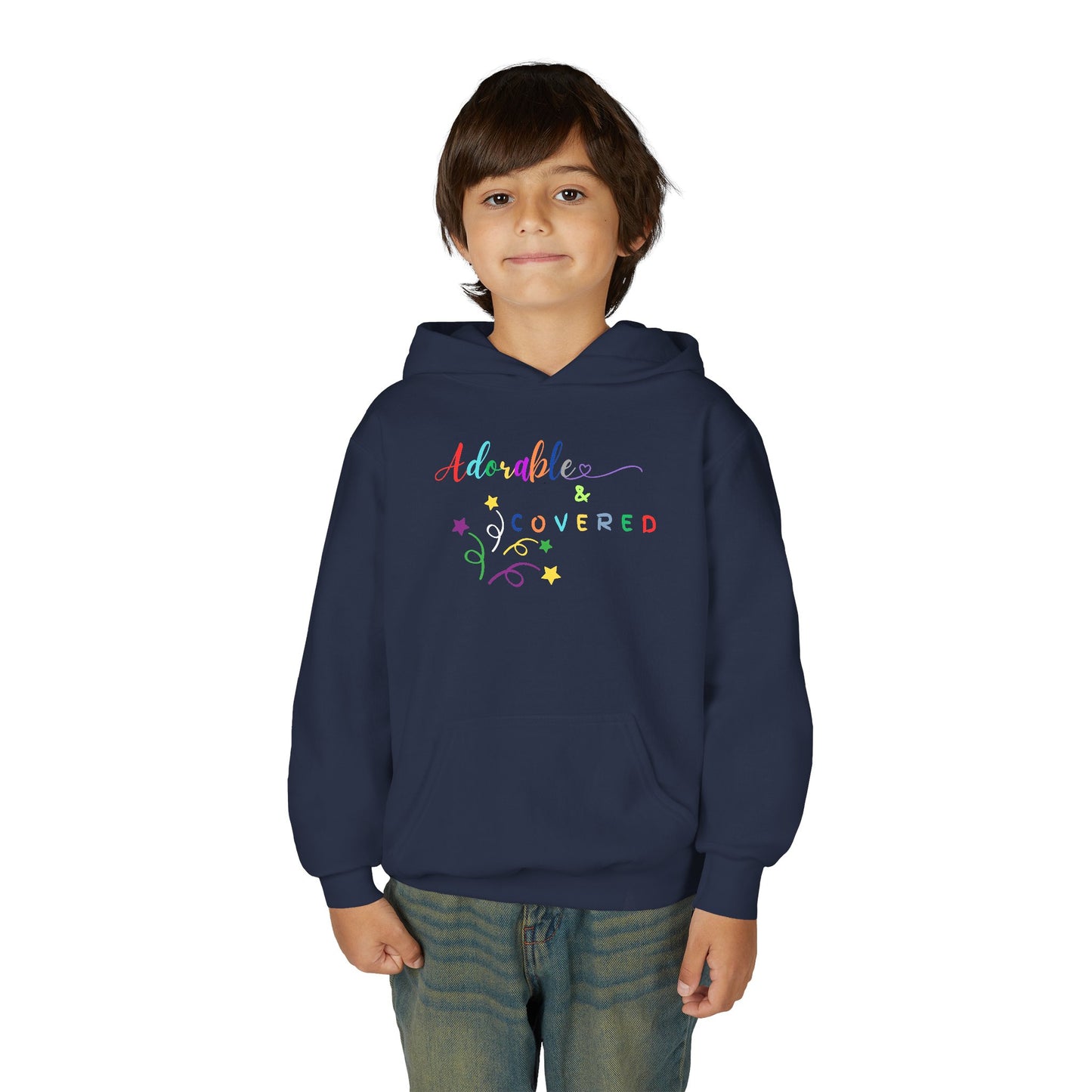 Colorful 'Adorable & Covered' Youth Hoodie