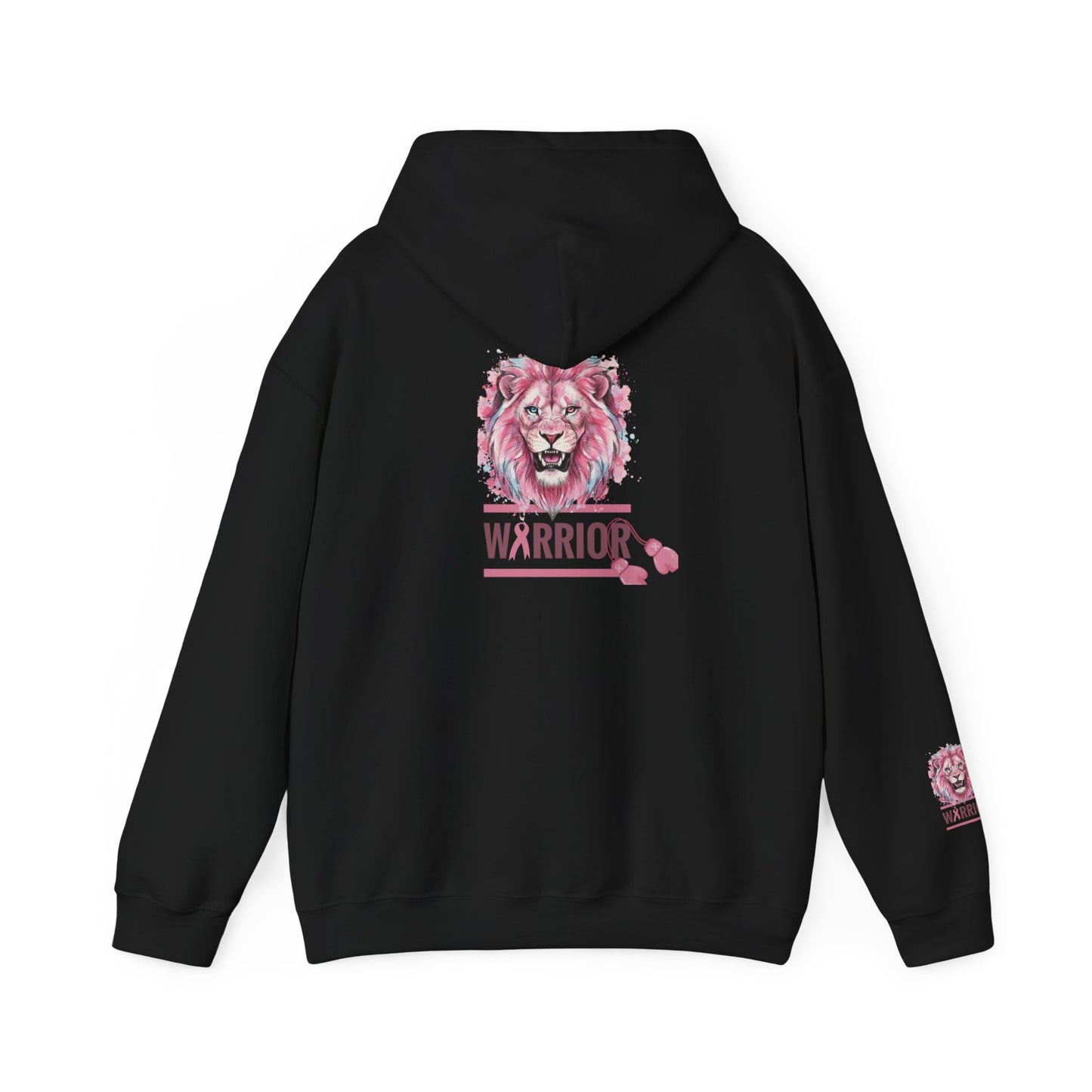 Breast Cancer Warrior Hoodie — Pink Lion Support Hoodie with 'Warrior' Design