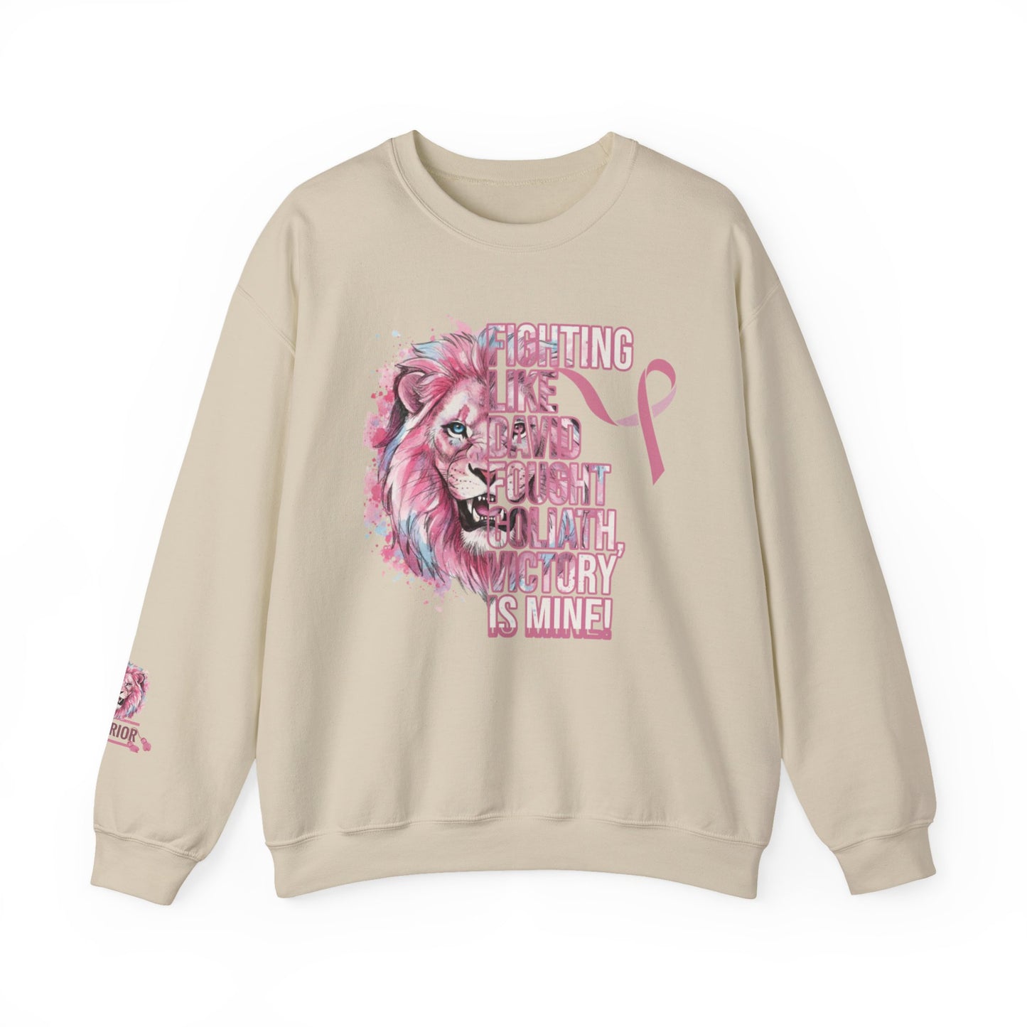 Breast Cancer Warrior Sweatshirt — Pink Lion Ribbon Crewneck