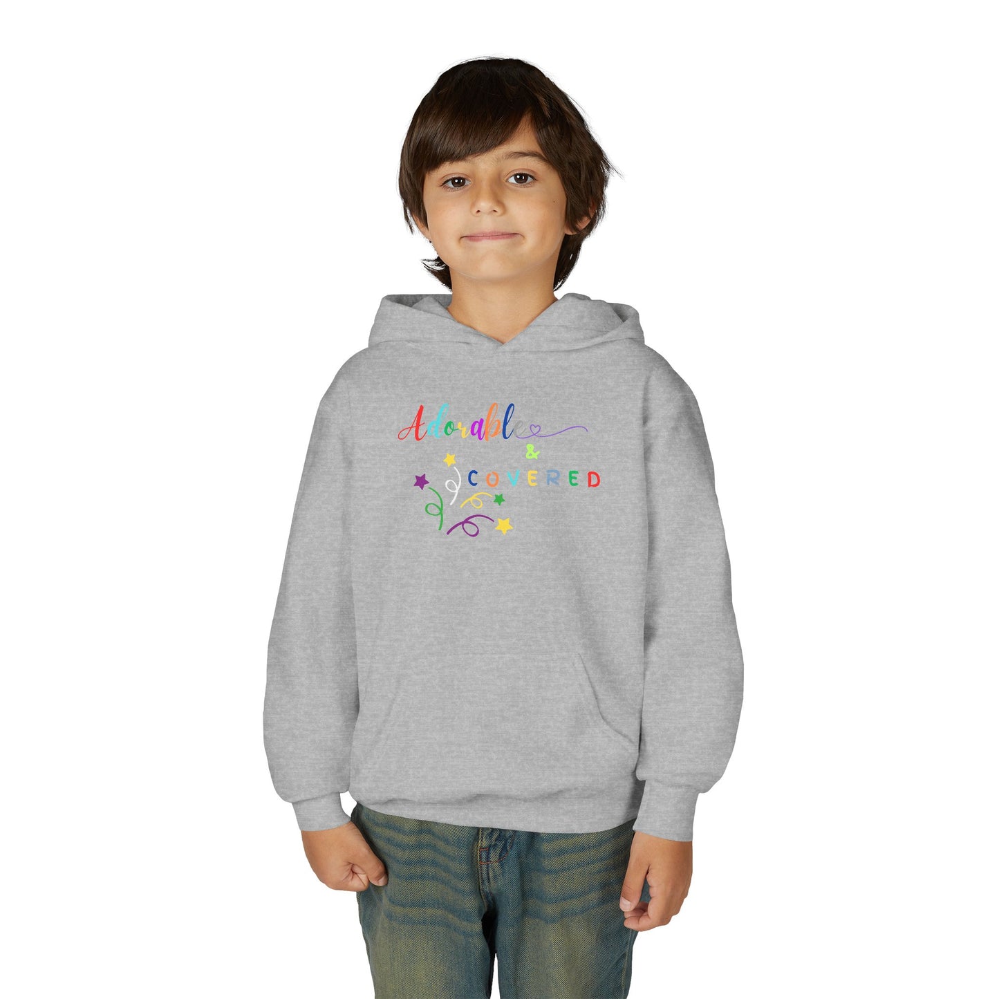 Colorful 'Adorable & Covered' Youth Hoodie