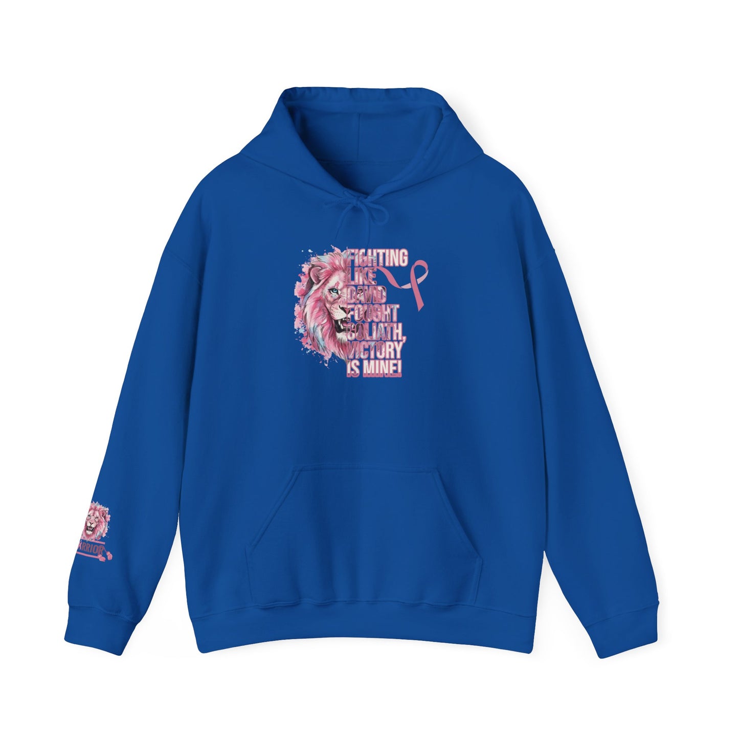 Breast Cancer Warrior Hoodie — Pink Lion Support Hoodie with 'Warrior' Design