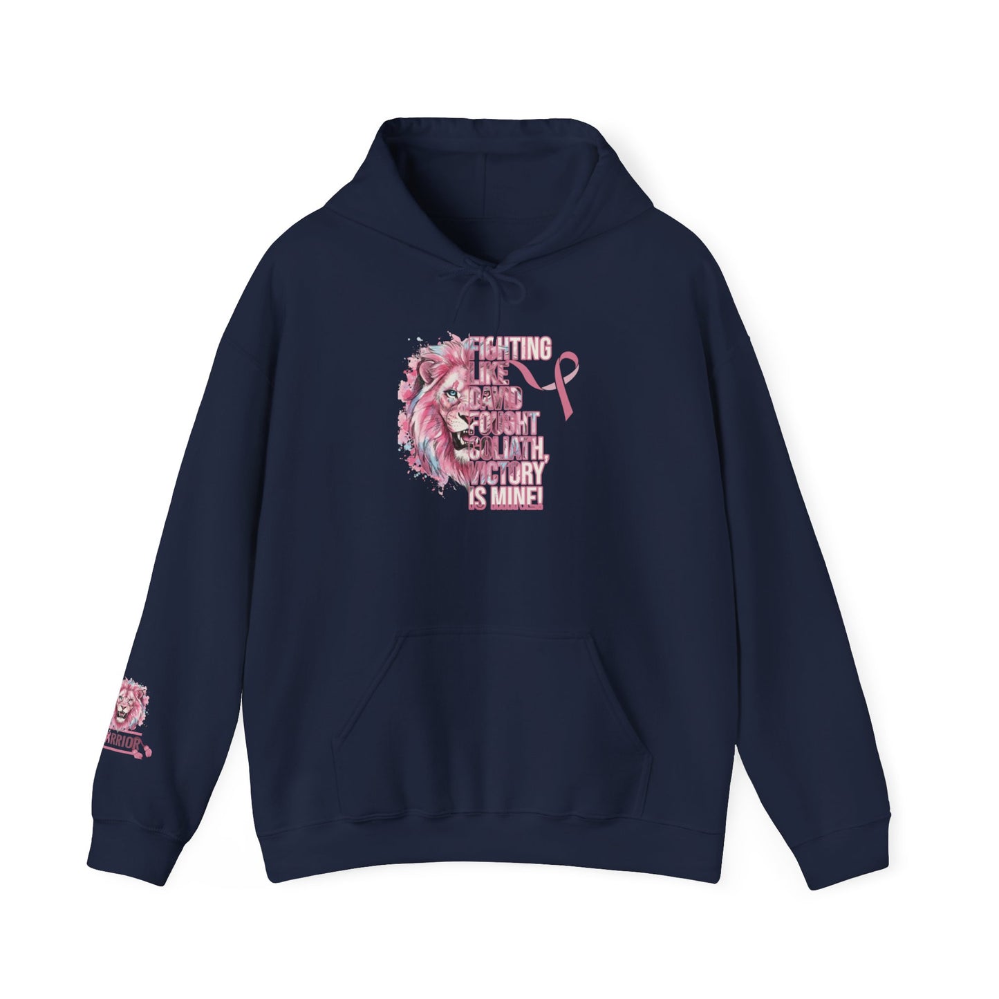 Breast Cancer Warrior Hoodie — Pink Lion Support Hoodie with 'Warrior' Design