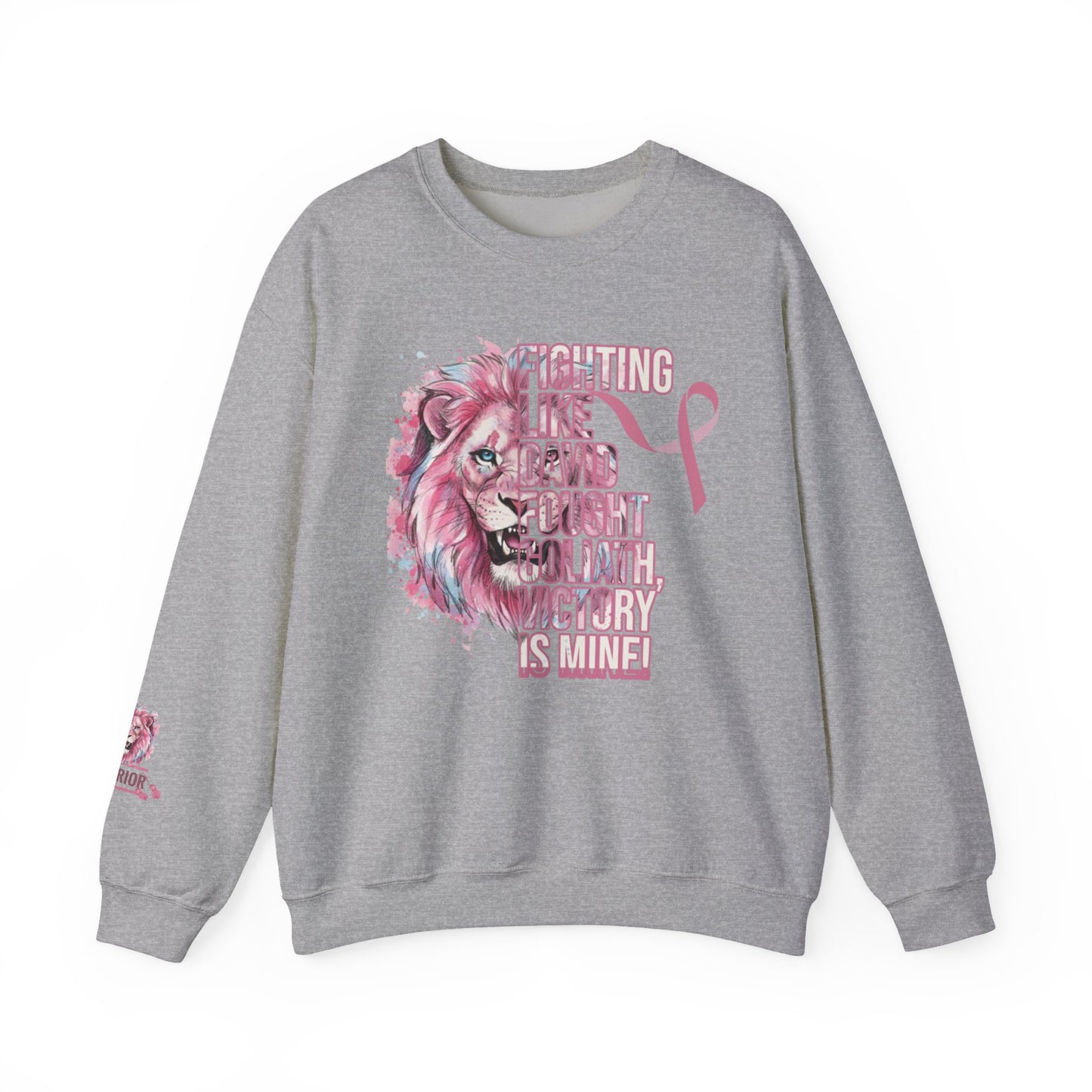 Breast Cancer Warrior Sweatshirt — Pink Lion Ribbon Crewneck