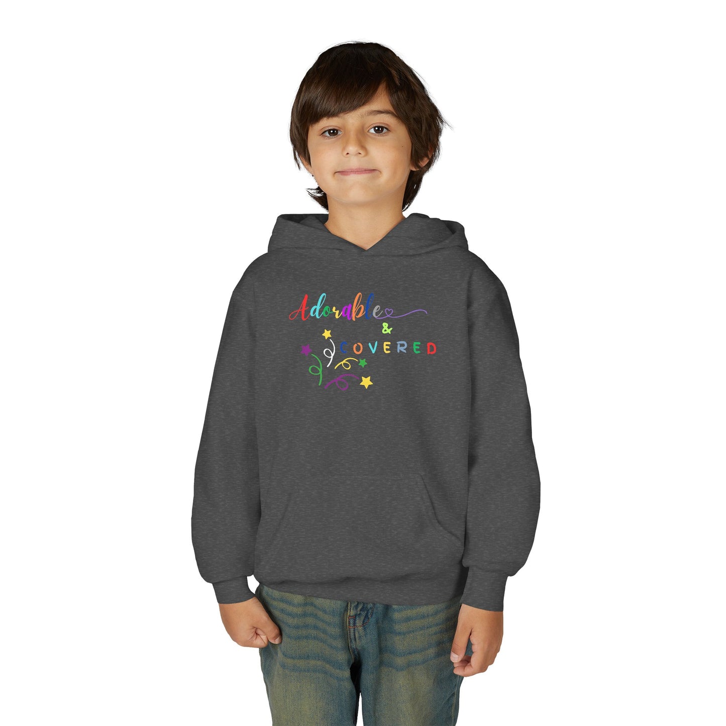 Colorful 'Adorable & Covered' Youth Hoodie