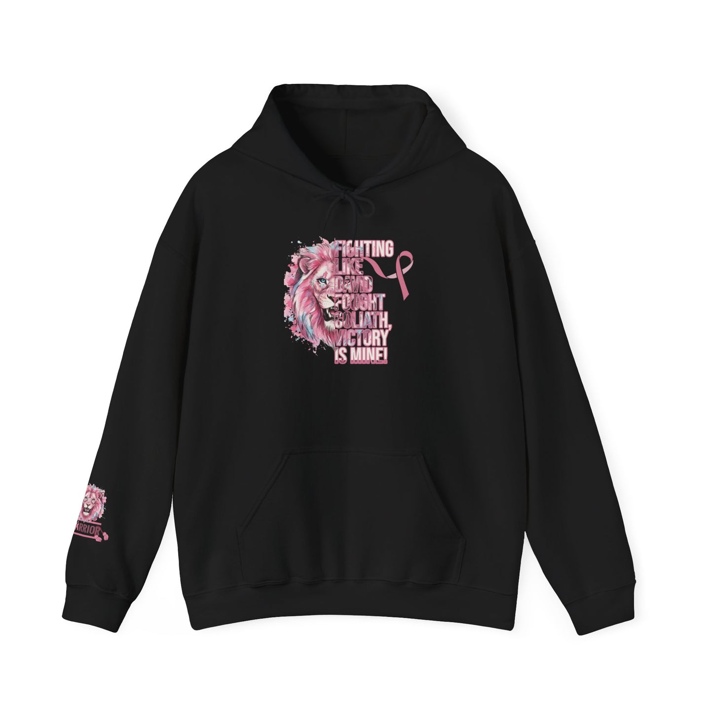 Breast Cancer Warrior Hoodie — Pink Lion Support Hoodie with 'Warrior' Design