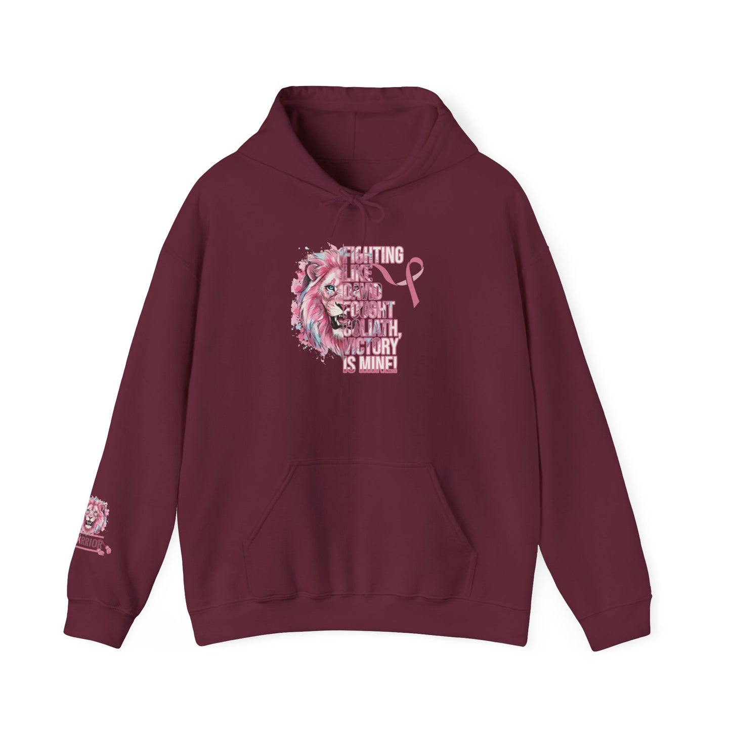 Breast Cancer Warrior Hoodie — Pink Lion Support Hoodie with 'Warrior' Design