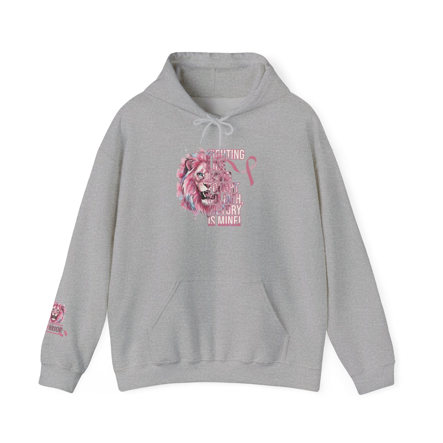 Breast Cancer Warrior Hoodie — Pink Lion Support Hoodie with 'Warrior' Design