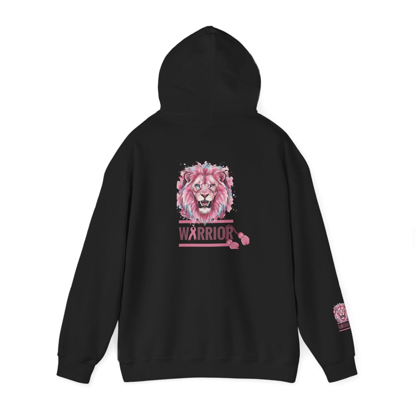 Breast Cancer Warrior Hoodie — Pink Lion Support Hoodie with 'Warrior' Design