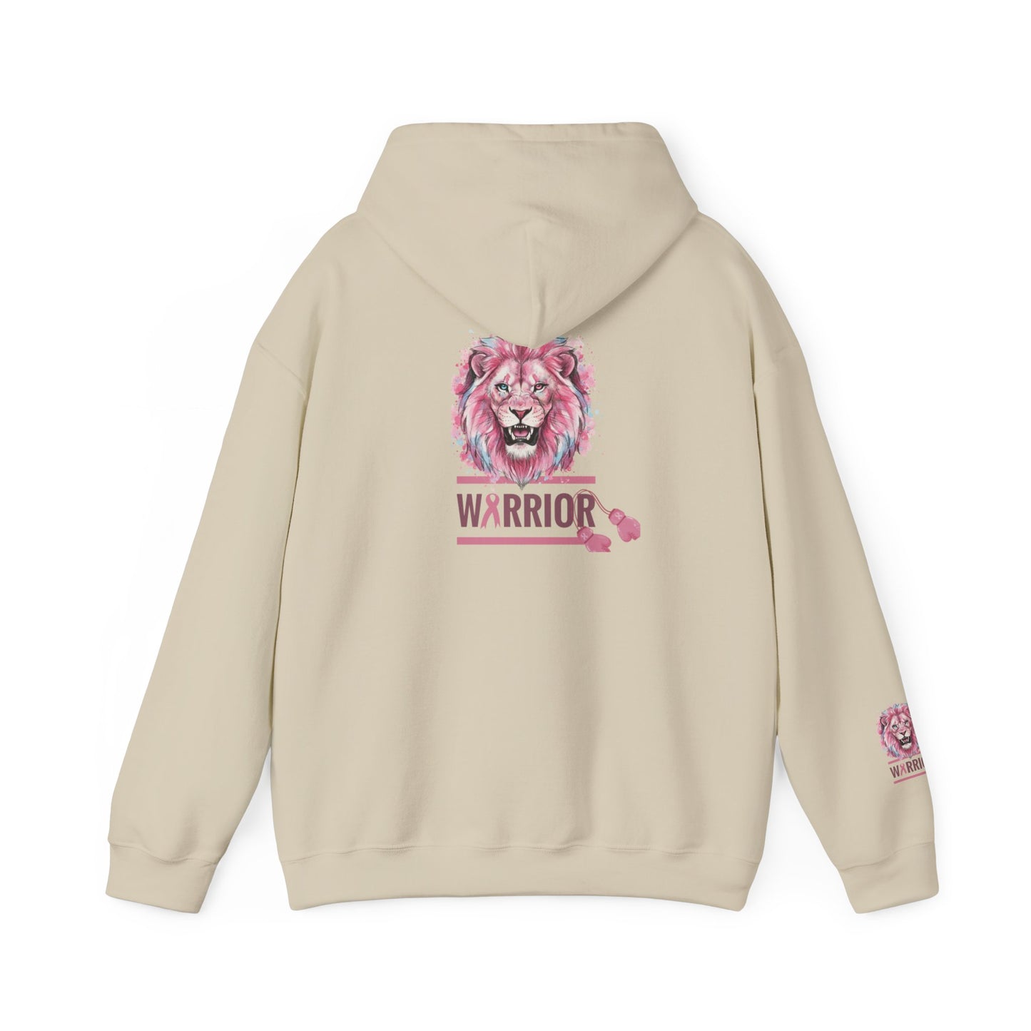 Breast Cancer Warrior Hoodie — Pink Lion Support Hoodie with 'Warrior' Design