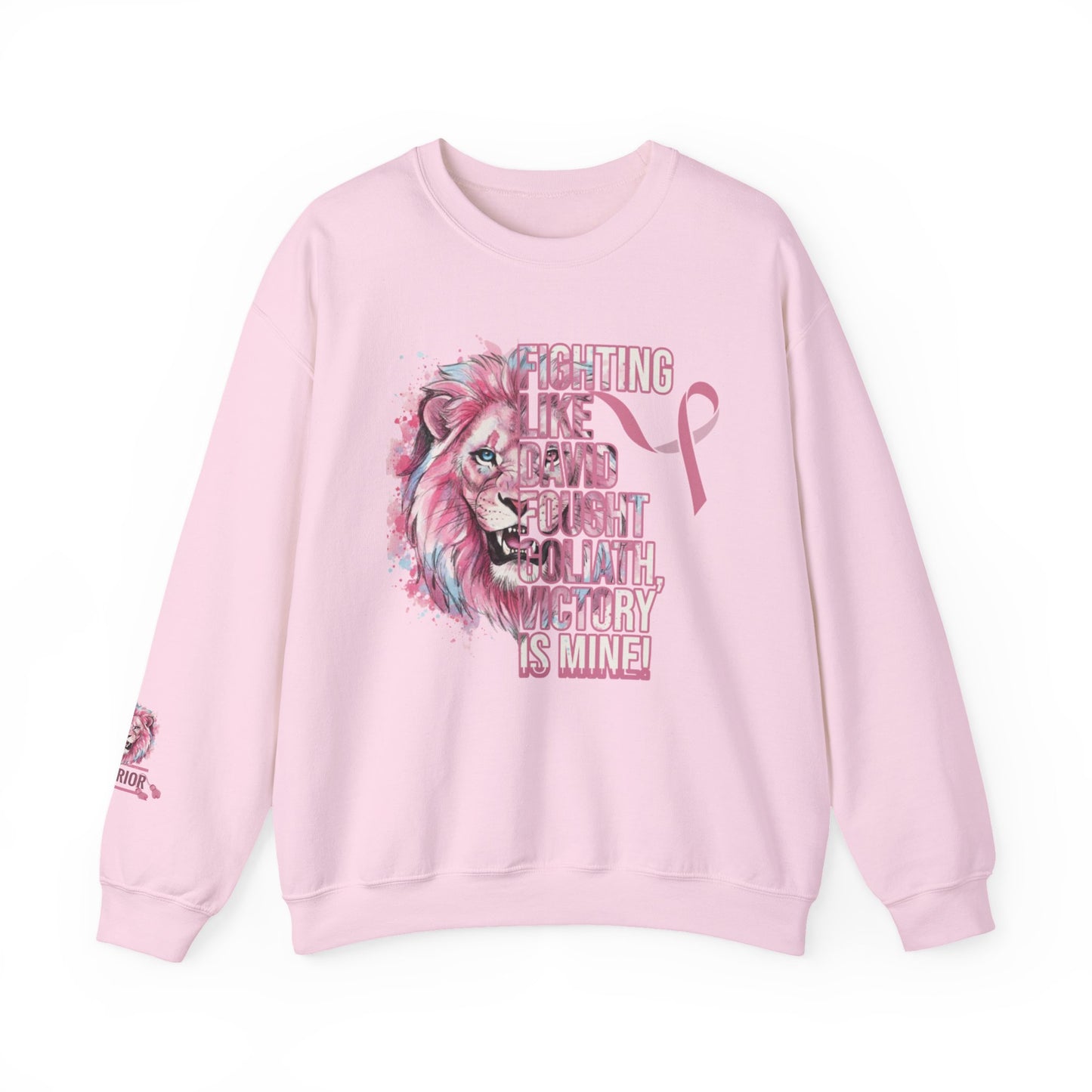 Breast Cancer Warrior Sweatshirt — Pink Lion Ribbon Crewneck