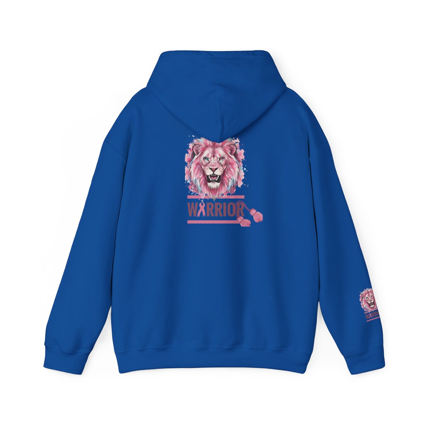 Breast Cancer Warrior Hoodie — Pink Lion Support Hoodie with 'Warrior' Design