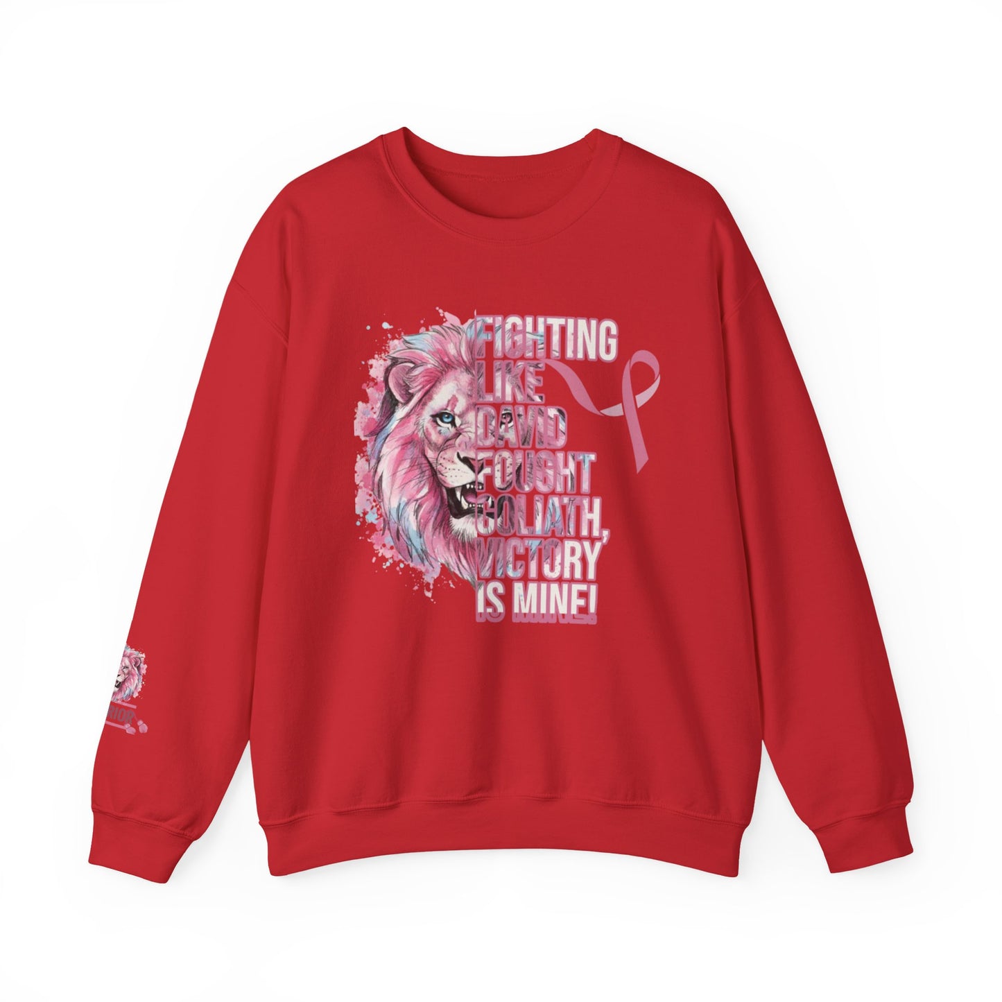 Breast Cancer Warrior Sweatshirt — Pink Lion Ribbon Crewneck
