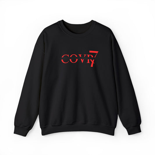COVR7 Crewneck Sweatshirt - 'COV?D' Strikethrough Graphic, Minimal Anti-COVID Streetwear