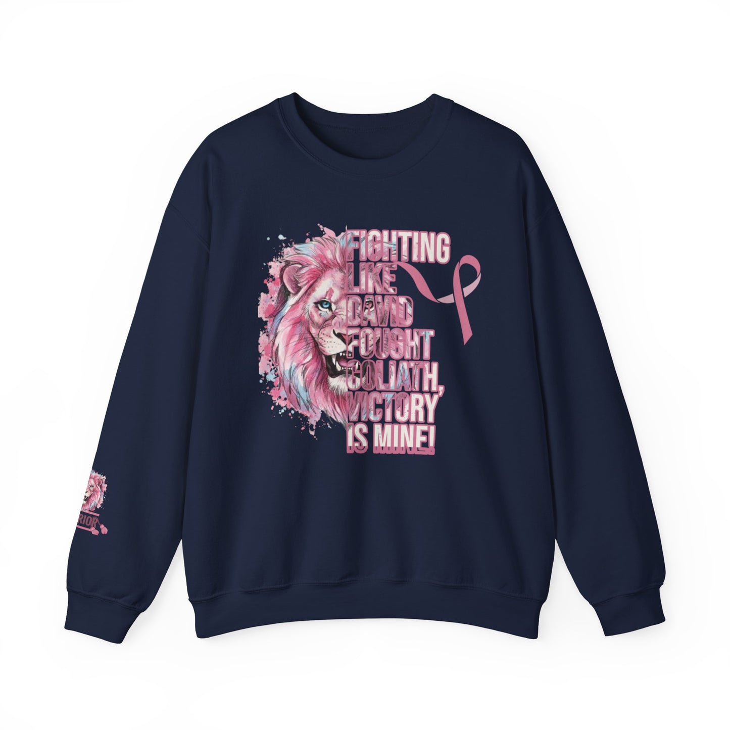 Breast Cancer Warrior Sweatshirt — Pink Lion Ribbon Crewneck