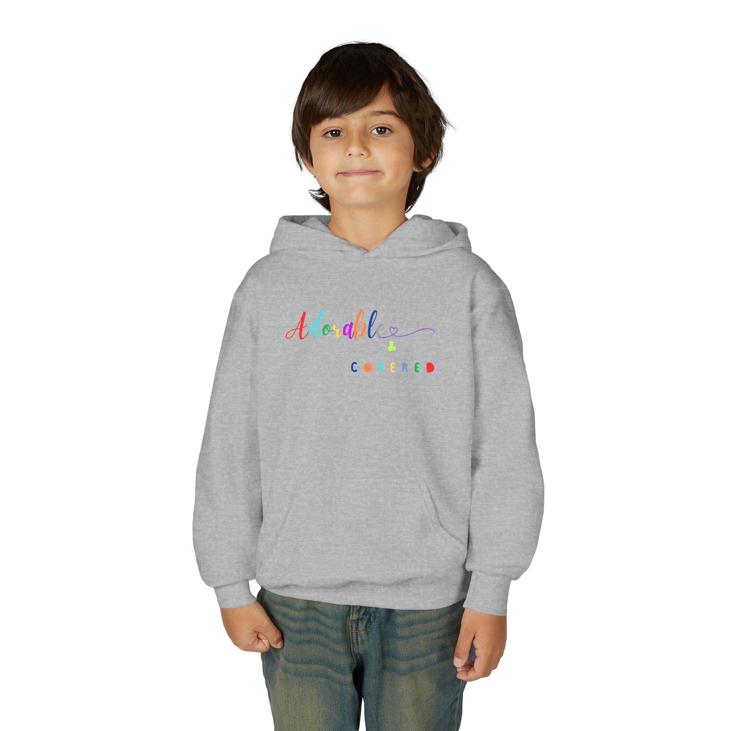 Colorful Youth Hooded Sweatshirt - "Adorable & Covered"